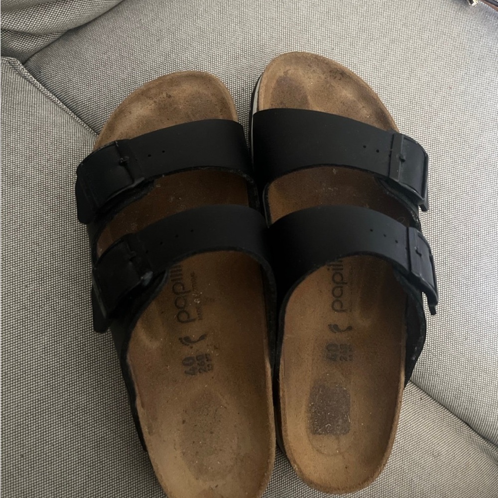 Papillio Black Double Strap Sandals.